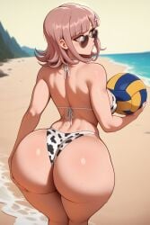 1girls ai_generated ass ass_focus ass_grab back_view bangs beach big_ass bikini curvy_female danganronpa danganronpa_2:_goodbye_despair fat_ass female female_only nanami_chiaki pink_eyes pink_hair short_hair solo solo_female sunlight sweat thick thick_thighs thighs volleyball waifuinvoker wide_hips