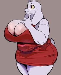 1girls animal_ears animal_tail anthro big_breasts breasts clothing dress female female_only horns huge_breasts isolatedartest large_breasts mature mature_female mature_woman milf mother plump red_dress red_eyes short_dress solo solo_female tail thick_thighs thighs toriel undertale voluptuous voluptuous_female white_skin