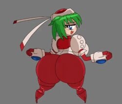 1girls alternate_version animated anus ass ass_clapping ass_focus ass_shake asshole attlasbinn blue_eyes breasts game green_hair large_ass looking_at_viewer looking_back loop marina_liteyears mischief_makers pussy robot robot_girl shaking_ass
