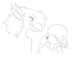 black_and_white citra dragon duo feral hal halbean half-closed_eyes horn kobold_thief male monochrome presenting size_difference yaoi