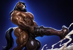 1boy ai_generated anonymous_artist artist_request balls beard big_balls big_muscles big_pecs big_penis black_hair brown_body brown_fur civitai cum cumshot daddy dilf earrings equid equine equine_genitalia equine_penis facial_hair flared_penis horse horsecock huge_balls huge_cock hyper hyper_balls hyper_genitalia hyper_penis male male_only masculine_male masturbating masturbation mature_male muscular_male nipple_piercing nipples pecs penis solo sweat sweating sweaty tail veiny_penis