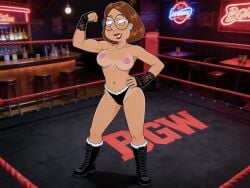 ai_generated boobs boxing_ring breasts erect_nipples family_guy meg_griffin no_bra panties thighs topless