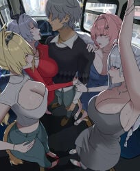 1boy 4girls alternate_costume angry angry_expression angry_face armpits asking_for_it beauty_mark before_sex big_breasts color dominant_female drawing dress fat_ass femdom ficoemirrio from_behind grabbing holding horns horny_female horse_ears horse_girl horse_tail imminent_sex jealous jealous_female long_hair mihoyo ponytail pressed_against remielle_dan short_hair sigrid_(zenless_zone_zero) sunbringer_(zenless_zone_zero) sweat tail thick_thighs thiren velina_airgid visible_breath wise_(zenless_zone_zero) zenless_zone_zero