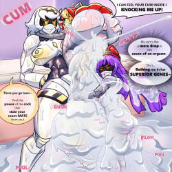 1girls 2futas ahegao bukkake cowgirl_position cucked_by_futa cum_inside cum_on_cuckold dinotits doll_(murder_drones) excessive_cum fucked_silly futa_on_female futa_on_futa futanari humping hyper_balls hyper_genitalia hyper_penis lizzy_(murder_drones) murder_drone murder_drones overflow serial_designation_v tagme threesome v_(murder_drones) vaginal_penetration worker_drone