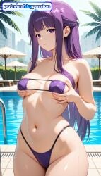 1girls 2026 ai_assisted ai_generated anime beach big_breasts bikini boobs breasts bust busty fern_(sousou_no_frieren) frieren_beyond_journey's_end grabbing_own_breast hand_on_own_chest hi_res high_quality high_resolution highres large_breasts long_hair navel patreon patreon_username pool purple_bikini purple_eyes purple_hair sky skypassion solo sousou_no_frieren stable_diffusion swimsuit tits water watermark