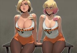 2girls ai_generated alien alien_girl alien_humanoid alien_look_like_human ass big_ass big_breasts big_thighs blonde_female blonde_hair breasts crossover curvaceous curvy curvy_figure dc dc_comics digital_media_(artwork) female gwen_poole gwenpool gwenpool_(series) hips hooters hooters_uniform hourglass_figure huge_ass huge_breasts huge_thighs humanoid justice_league justice_society_of_america kara_zor-el kara_zor-l karen_starr kryptonian large_ass large_breasts large_thighs legs light-skinned_female light_skin marvel marvel_comics mature mature_female multicolored_hair phophopho pink_hair power_girl slim_waist superman_(series) thick thick_hips thick_legs thick_thighs thighs voluptuous waist wide_hips wide_thighs
