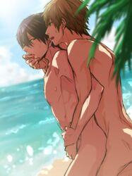 2boys free! multiple_boys nanase_haruka_(free!) nude outside saliva sex tachibana_makoto yaoi