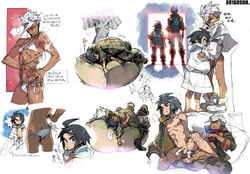 abs anal anus ass butt_crack censored cum cum_in_ass cumdrip gundam male male_focus male_only mikazuki_augus multiple_boys muscle orga_itsuka pecs sex silver_hair sitting_on_person size_difference straddling sweat tagme undressing wince yaoi