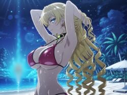 ai_generated arms_above_head bikini blonde_hair claire_harvey huge_breasts hundred night voluptuous_female