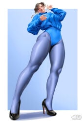 2d asian_female chun-li clothed_female croissama digital_drawing_(artwork) digital_media_(artwork) high_heels leggings sfw street_fighter street_fighter_6 tagme tight_clothing