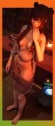 brashote clothing final_fantasy_xiv gpose_(ffxiv) green_eyes pubes small_breasts