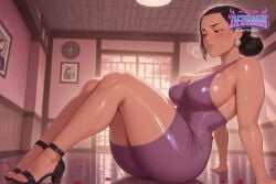 1girl 1girls ai_generated asian asian_female big_ass big_breasts black_eyes black_hair blushing blushing_at_viewer blushing_female blushing_profusely debbie_grayson deurahh full_body fully_clothed hi_res invincible invincible_(tv_series) large_ass large_breasts milf mother solo solo_female solo_focus steam steaming_body steaming_breath sweat sweating voluptuous