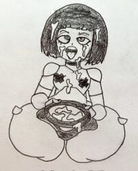 billyfutureboy cum eating_cum pasties robot_commander_(bingbingzi) shortstack thick_thighs