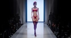 b8ty6ix bikini catwalk hard_nipples lingerie modeling oc orginal_character pussy_peek redhead runway sexy_pose showing_off victoria's_secret walking_towards_viewer