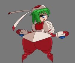animated anus ass ass_clapping ass_focus ass_shake asshole attlasbinn blue_eyes breasts game green_hair large_ass looking_at_viewer looking_back loop marina_liteyears mischief_makers pussy robot robot_girl shaking shaking_ass