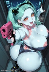 ai_generated alternate_version_at_source big_ass big_breasts big_butt big_hips breasts breasts_out child_bearing_hips colored_skin curvy curvy_body curvy_female curvy_figure cyberpunk:_edgerunners cyberpunk_(series) cyberpunk_2077 fat_ass female green_hair hips_wider_than_shoulders huge_ass huge_breasts hypet rebecca_(edgerunners) shiny shiny_skin steam steaming_body tagme thick thick_ass thick_hips thick_legs thick_thighs thighs wide_hips