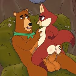 1:1 2026 absurd_res anthro anthro_on_anthro anthro_penetrated anthro_penetrating anthro_penetrating_anthro anus balls bear big_balls big_penis black_claws black_nose breast_grab breasts brown_body brown_eyes brown_fur brown_penis canid canine claws duo erection eye_contact fangs female female_on_top female_penetrated finger_claws fox from_front_position fur genitals green_eyes green_kerchief grin hand_on_breast hi_res interspecies joalmidon josh_(mating_season) kerchief kerchief_only looking_at_another male male/female male_on_bottom male_penetrating male_penetrating_female mammal mastery_position mating_season_(series) medium_breasts motion_lines nude on_bottom on_top open_mouth penelope_(mating_season) penetration penile penile_penetration penis pink_anus pink_vulva pupils red_body red_fur sex sharp_teeth smile tan_body tan_fur teeth thick_penis throbbing throbbing_balls throbbing_penis vaginal vaginal_penetration vulva white_body white_fur
