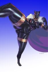 1girls abs big_breasts black_panther_(marvel) black_panther_(shuri) cape clothed clothing color female female_focus female_only fight fighting full_body fully_clothed hi_res large_breasts leg_up marvel marvel_tokon:_fighting_souls shuri_(marvel) solo solo_female standing suit superheroine thick_thighs