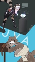anthro anthro_female anthro_on_anthro breasts fanart fanart_from_twitter furry furry_female furry_only oc original_character raccoon raccoon_girl tagme tagme_(artist) thighs towel towel_only uva_the_raccoon