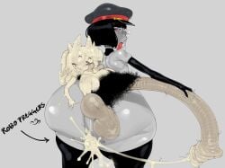 creature cum flared_penis huge_ass huge_cock hyper_penis pubic_hair robot_commander_(bingbingzi) saliva shortstack snot_bubble thick_thighs tongue_out wide_hips