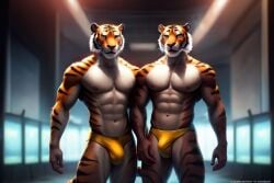 ai_generated bulge male muscular orange stripes tigers