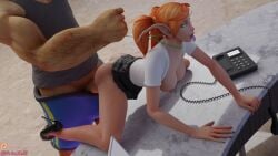 3d 3d_(artwork) 3dcg ahe_gao ahe_gao blizzard_entertainment blood_elf breasts breasts_out choking drool drooling elf exposed_breasts female from_behind lanyard male male/female nipples saliva secretary tongue tongue_out vaginal_penetration warcraft world_of_warcraft