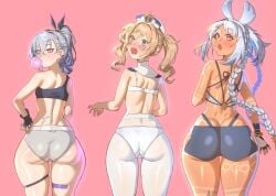 3girls barbara_(genshin_impact) big_ass big_butt bubble_ass bubble_butt female female_focus female_only genshin_impact honkai:_star_rail hoyoverse large_ass large_butt looking_at_viewer looking_back mualani_(genshin_impact) pankekes silver_wolf_(honkai:_star_rail) solo