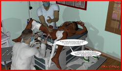 3boys 3d anal_insertion assistant ball_grab barefoot black_hair boy_rape brown_hair clothed_male_nude_male cmnm dark-skinned_male doctor drugged exam_table experiment experimentation gay gynecological_chair injection jock legs_held_open male medical minxtravels penis science spread_legs syringe unconscious unprofessional_behavior yaoi