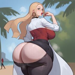 1girls ai_assisted ai_generated big_ass big_breast civitai huge_ass kalagod oleana_(pokemon) plump_lips pokemon pokemon_ss shiin_(ai_generated) solo thick_thighs wide_hips