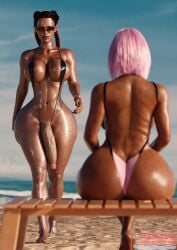 1futa 1girls 3d apex_legends ass big_ass big_breasts bikini breasts celebrity dark-skinned_female dark-skinned_futanari dark_skin female futanari huge_ass huge_cock loba_(apex_legends) nicki_minaj penis skimpy sling_bikini the_x_creator veiny_penis