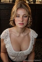 ai_generated animated big_breasts blonde_hair cleavage green_eyes karen_jones red_dead_redemption_(series) red_dead_redemption_2 santanai tagme touching_breast video