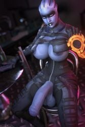 1futa 3d alien alternate_outfit asari asari_futanari balls big_breasts blue_skin breasts futa_only futanari huge_breasts huge_cock liara_t'soni mass_effect nipple_piercing penis shadowboxer solo tanline