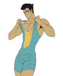 abs bara biceps big_bulge bulge clothing invincible invincible_(comics) invincible_(tv_series) male male_only mark_grayson muscular_male pecs penis_outline tight_clothing toumaart