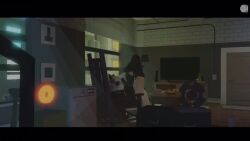 1boy 1girls 3d after_sex animated black_hair blush bottomless_female bottomless_male female_on_top fox_ears implied_orgasm indoors katurr34 kissing kissing_while_penetrated male_on_bottom no_sound roblox robloxian shorter_than_30_seconds tagme video white_hair