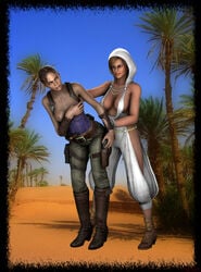 2girls 3d breasts capcom crossover dark-skinned_female dark_skin dead_or_alive female female_only kihum lisa_hamilton multiple_girls redbone resident_evil resident_evil_5 sheva_alomar tecmo