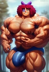 1boy 1male 1man abs ai_generated ambush_(trap) arm_hair armpit_hair bara bara_tiddies barechested biceps blurry blurry_background bow boy boy_tits bulge bulge_under_clothes chest_hair civitai eyepatch feet_out_of_frame genderswap_(ftm) hairbow hairy hairy_armpits hairy_arms hairy_chest hairy_legs large_pectorals leg_hair male male_only man_boobs man_nipples man_tits manly muscles muscular muscular_male navel navel_hair nipples nipples_outside outdoors outside pecs pectorals penis_bulge pubic_hair pubic_hair_peek purple_bow ragatha_(the_amazing_digital_circus) red_hair rule_63 sewoh26 shirtless shirtless_male short_hair smile solo solo_focus solo_male stomach tagme the_amazing_digital_circus thick_arms thick_thighs thighs topless topless_male underwear veins