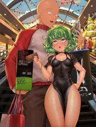 2boys 2girls absurd_res breasts dress female_only fern_(sousou_no_frieren) graphics_card green_eyes green_hair hi_res light-skinned_female light_skin nvidia one-punch_man playstation_5 rkrk12 saitama small_breasts sousou_no_frieren stark_(sousou_no_frieren) sugar_mommy tatsumaki thighs wide_hips