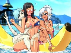 au_ra beach bikini female female_only ffxiv manu_miao skye_tikalili