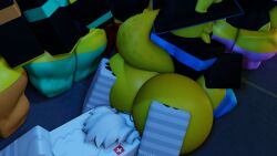 7boys ass big_ass face_in_ass facesitting femboy gay lamentlife lying lying_on_back male male_only mermio_(oc) roblox sitting sitting_on_person thighhighs