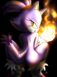 andersonicth ass back_view blaze_the_cat fire nude sitting solo sonic_(series)