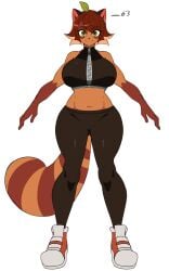 1girls athletic_female big_breasts black_legwear black_topwear bloodycherrylip ddloveblood dvampiresmile female_focus female_only front_view height_chart hi_res hourglass_figure looking_at_viewer solo_female sportswear suki_(dvampiresmile) tall_female tanuki tanuki_girl thick_thighs voluptuous voluptuous_female white_background wide_hips