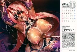 1girls 2016 big_breasts blindfold bondage breasts calendar_(medium) cum cum_everywhere cum_in_mouth cum_on_body cum_on_breasts ingrid_(taimanin_asagi) kagami lilith-soft nipples no_bra nopan open_clothes open_shirt pussy shirt taimanin_asagi_battle_arena tattoo thighhighs torn_clothes