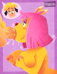 1girl1boy anthro_on_anthro big_penis blowjob boob_squish breasts chipposter matt_major oral oral_sex parappa_the_rapper paula_fox sloppy sloppy_blowjob