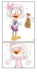 anthro avian blush bulge clothed clothed_sex disney duck ducktales ducktales_(2017) furry prostitution ribbon sex short_hair skirt solo vsdrawfag webby_vanderquack