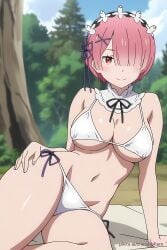 ai_generated anime bikini candid ecchi female girl pinku pinku.ai pinkuai ram_(re:zero) re:zero_kara_hajimeru_isekai_seikatsu sexy