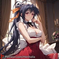 1girls ai_generated akeno akeno_himejima big_breasts breasts dress henhalla high_school_dxd himejima himejima_akeno solo solo_female young younger_female