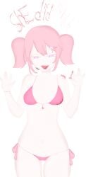 1girls beach bikini bikini_bottom bikini_top blood female female_only guro murder murderer pink_hair pink_panties pink_pussy purple_eyes small_breasts solo solo_female twintails wide_hips