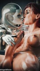 3d breasts commander_shepard cum cum_on_face cum_on_own_face edi erection female femshep futanari mass_effect nipples penis red_hair robot robot_girl sageofosiris