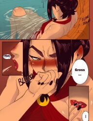 aarokira avatar_legends avatar_the_last_airbender azula bikini blushing breasts disgusted edit embarrassed fingers lips little_sister nickelodeon pool spit spitting thick_thighs turned_on younger_female younger_sister