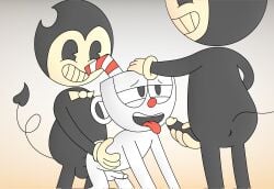 anus asshole bendy_and_the_ink_machine bendy_the_dancing_demon cuphead cuphead_(game) fuck gay lewdboiart_(artist) masturbation non-human non-human_only tagme threesome toony tounge_out